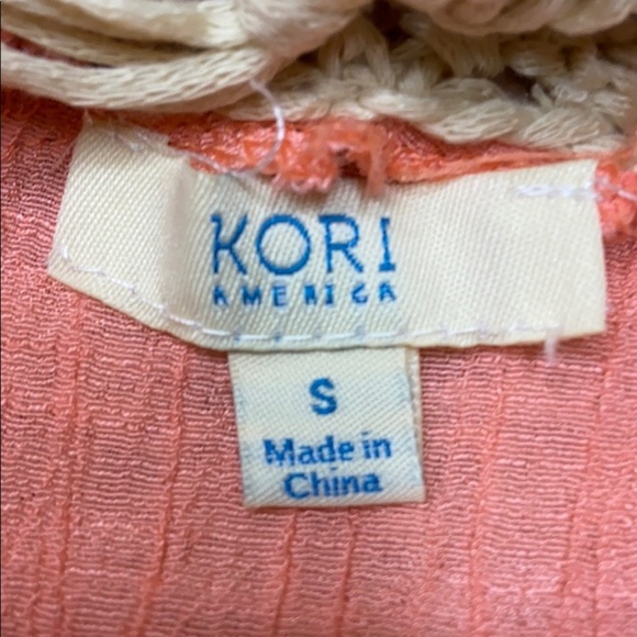 Kori Peach Bohemian Crochet Lace Fringe Top Swim Coverup Dress Gauzy Sz S - Picture 8 of 11